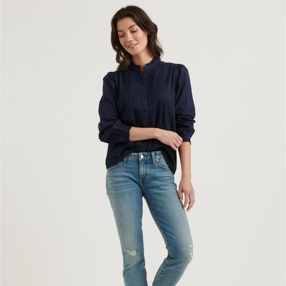 Lucky Brand Jeans Woman's Hi-Neck Long Sleeve Blouse Sz M - Picture 10 of 11